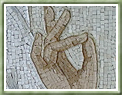 Mosaico com ícone bizantino Jesus Cristo Pantocrato 