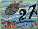 Numero de Mosaico fundo do Mar, contendo tartaruga, cavalo marinhos, peixes e estrelas do mar.