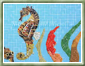 Aplique de mosaico modelo cavalos marinhos apra pisos ou paredes em piscinas