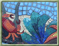 Piso de piscina com mosaico - detalhe das estrelas do mar